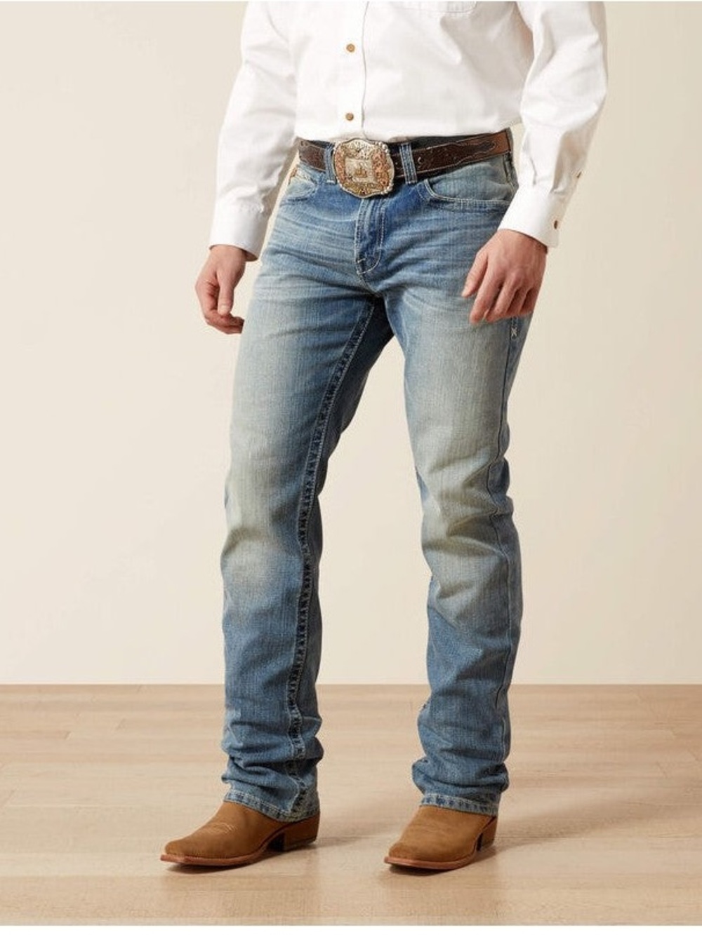 Ariat  M2 Relaxed Boot Cut Jeans Mens 44x32 Medium Wash Denim Light Blue Pants